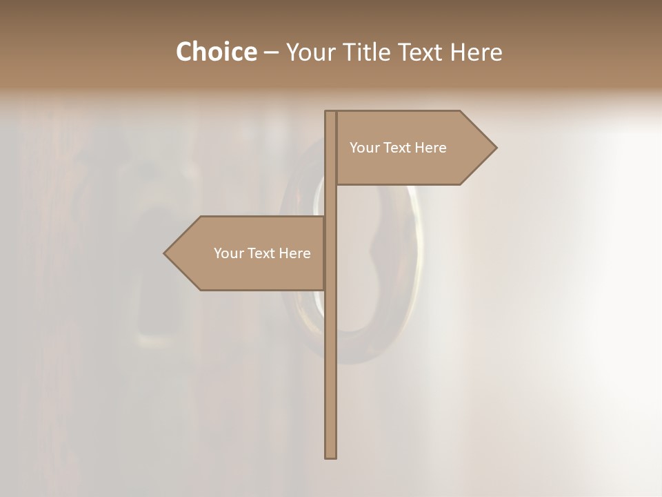 A Wooden Door With A Key On It PowerPoint Template