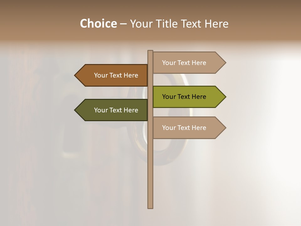 A Wooden Door With A Key On It PowerPoint Template