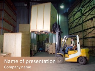 Man Working On The Truck In The Warehouse PowerPoint Template