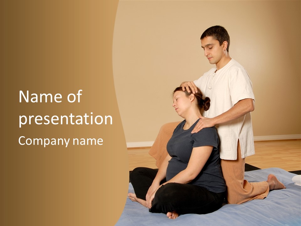 Therapist Stretching Client's Neck In Massage Thai PowerPoint Template