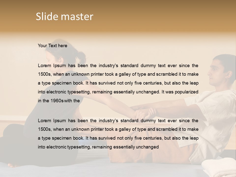 A Man And Woman Sitting On A Bed Holding Hands PowerPoint Template