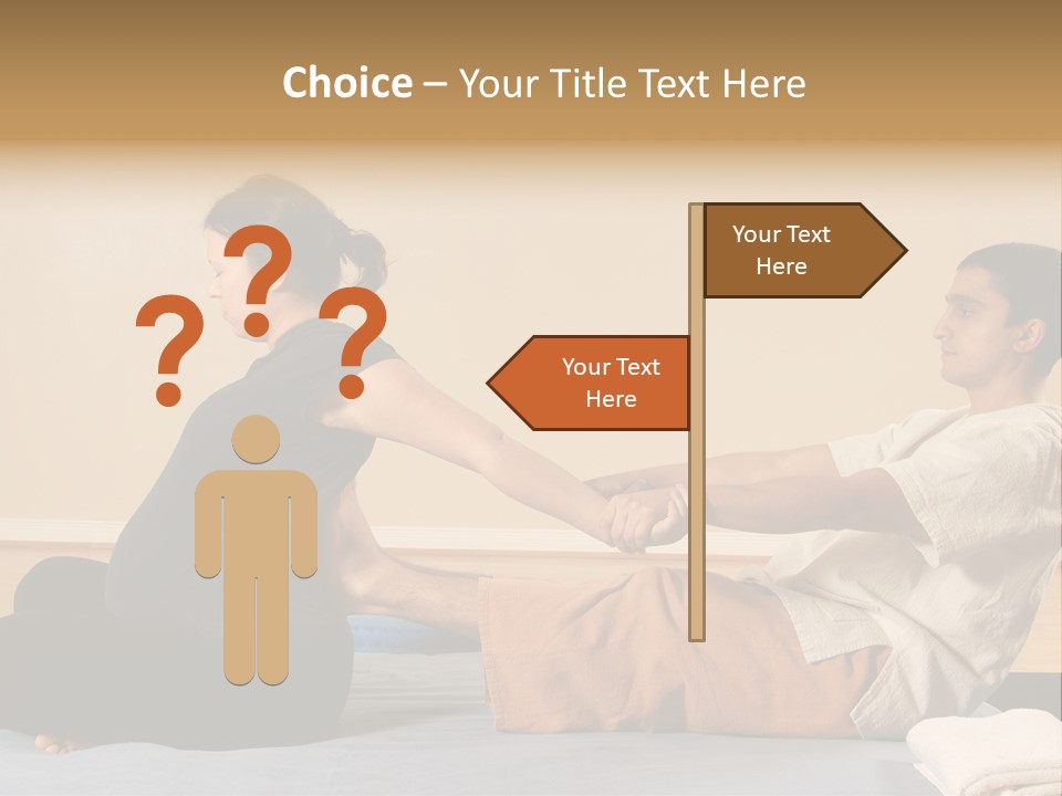 A Man And Woman Sitting On A Bed Holding Hands PowerPoint Template