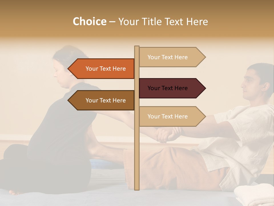 A Man And Woman Sitting On A Bed Holding Hands PowerPoint Template