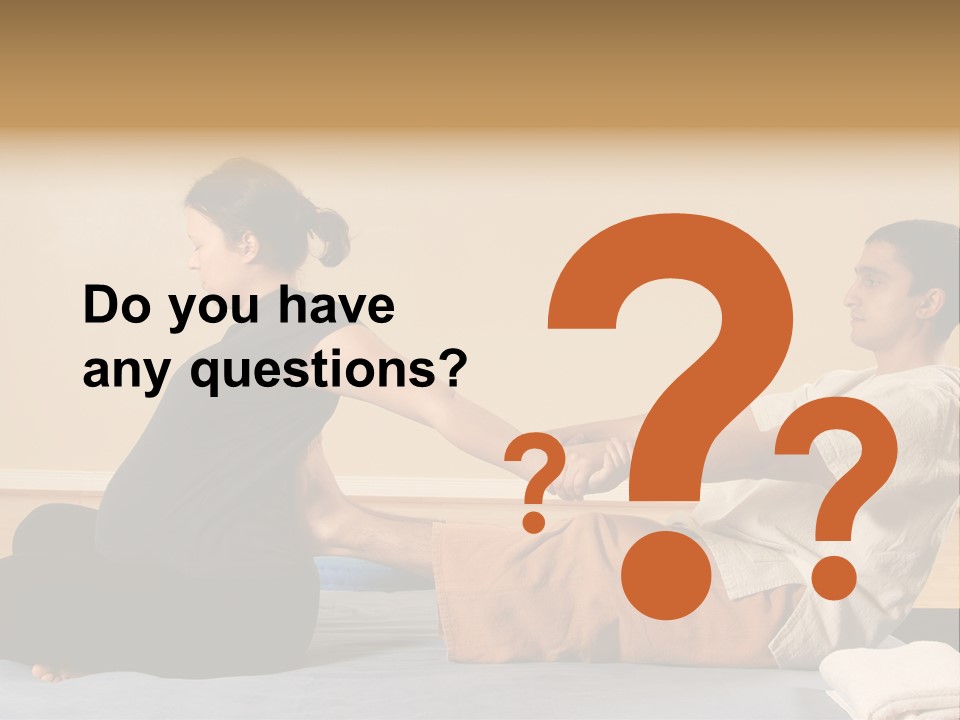 A Man And Woman Sitting On A Bed Holding Hands PowerPoint Template