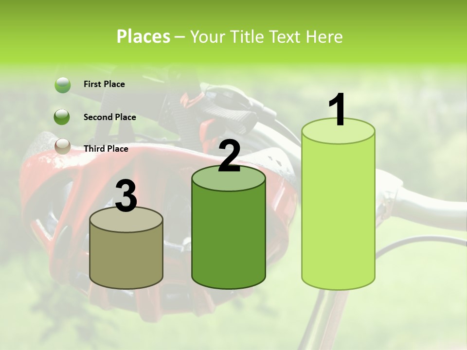 A Red Bicycle Helmet On The Handlebars Of A Bicycle PowerPoint Template