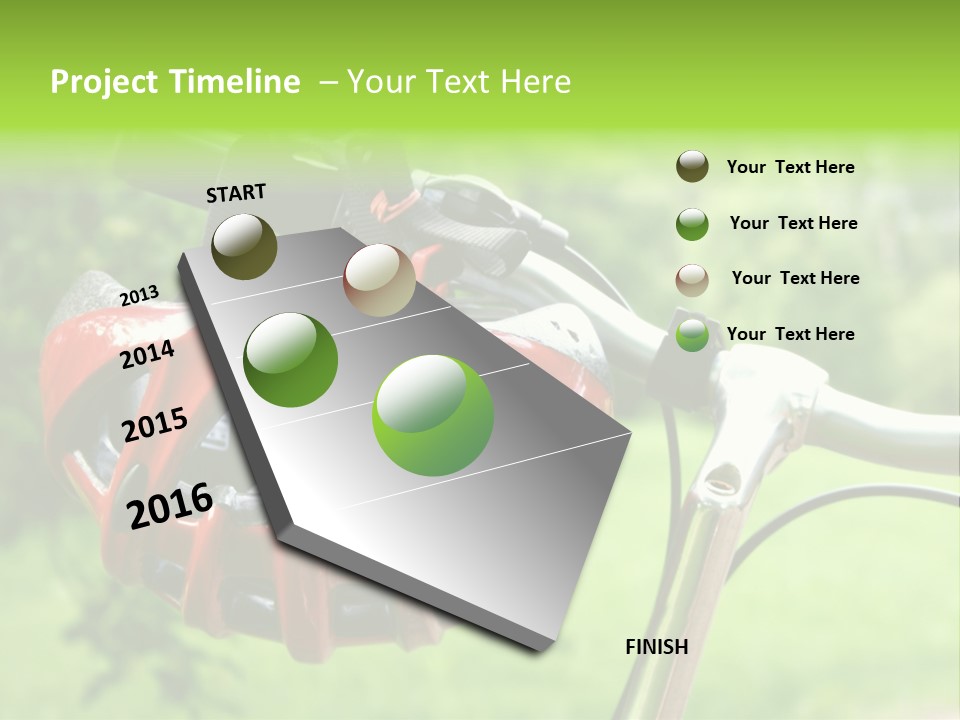 A Red Bicycle Helmet On The Handlebars Of A Bicycle PowerPoint Template