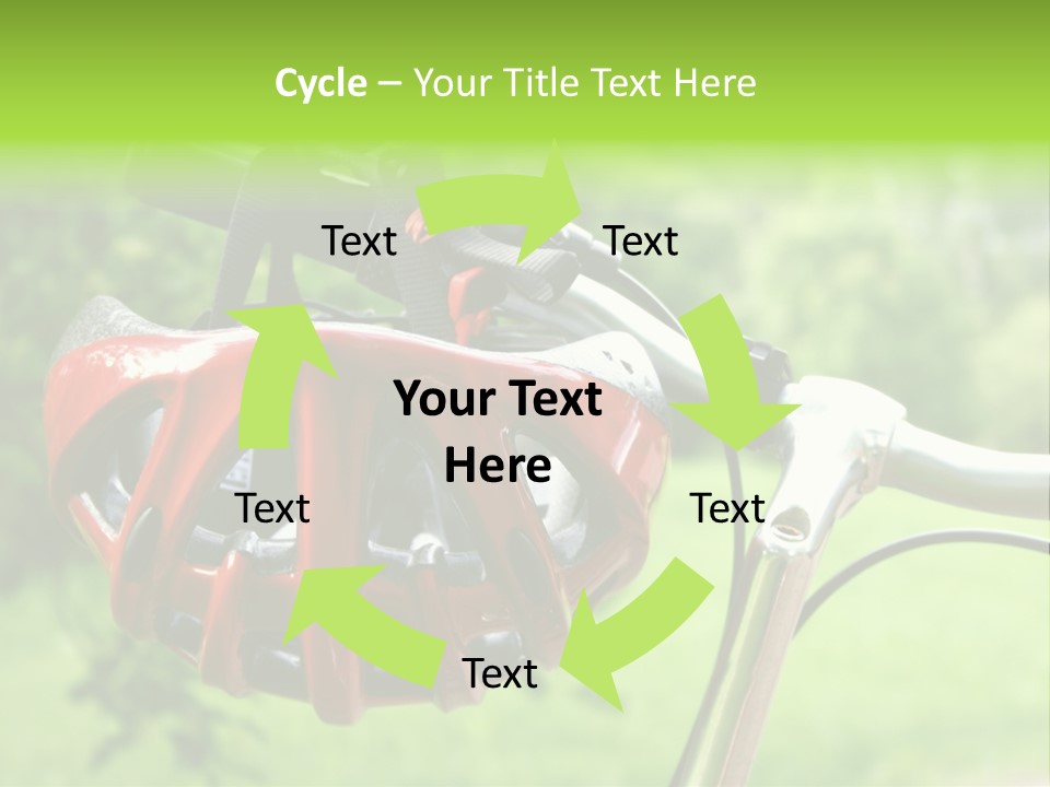 A Red Bicycle Helmet On The Handlebars Of A Bicycle PowerPoint Template