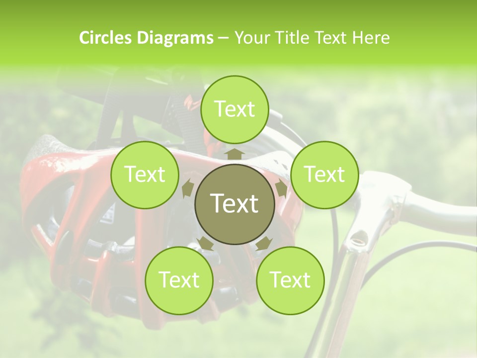 A Red Bicycle Helmet On The Handlebars Of A Bicycle PowerPoint Template