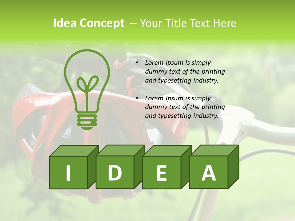 A Red Bicycle Helmet On The Handlebars Of A Bicycle PowerPoint Template