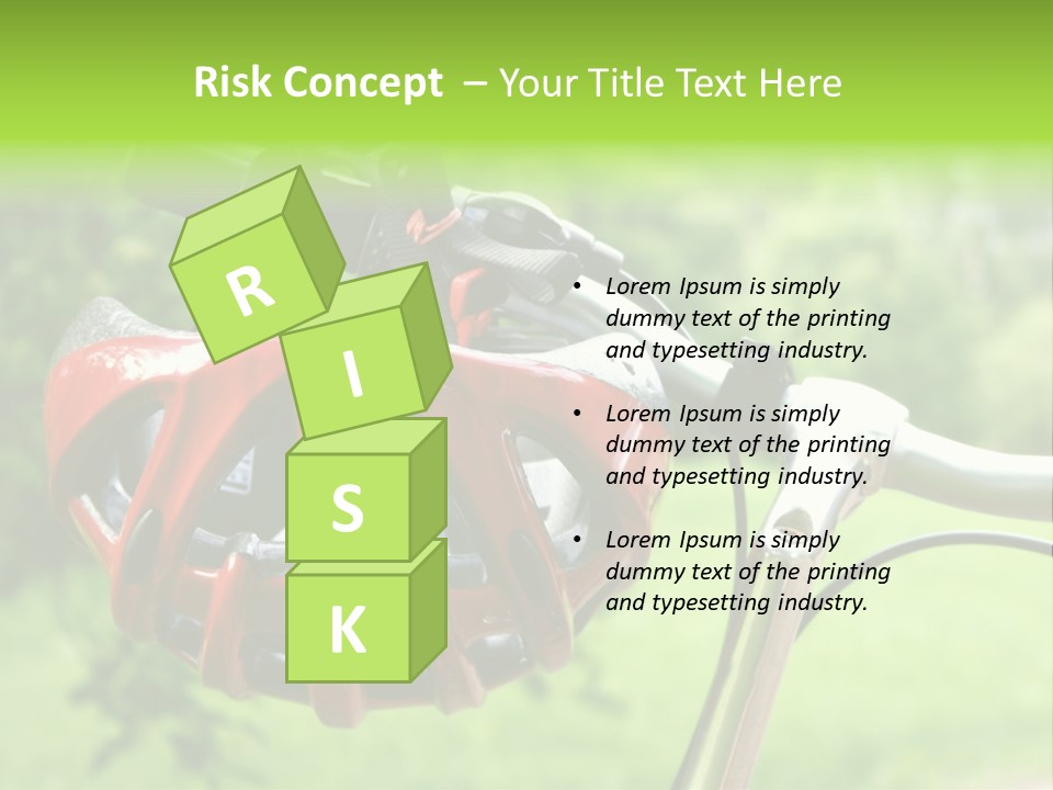 A Red Bicycle Helmet On The Handlebars Of A Bicycle PowerPoint Template