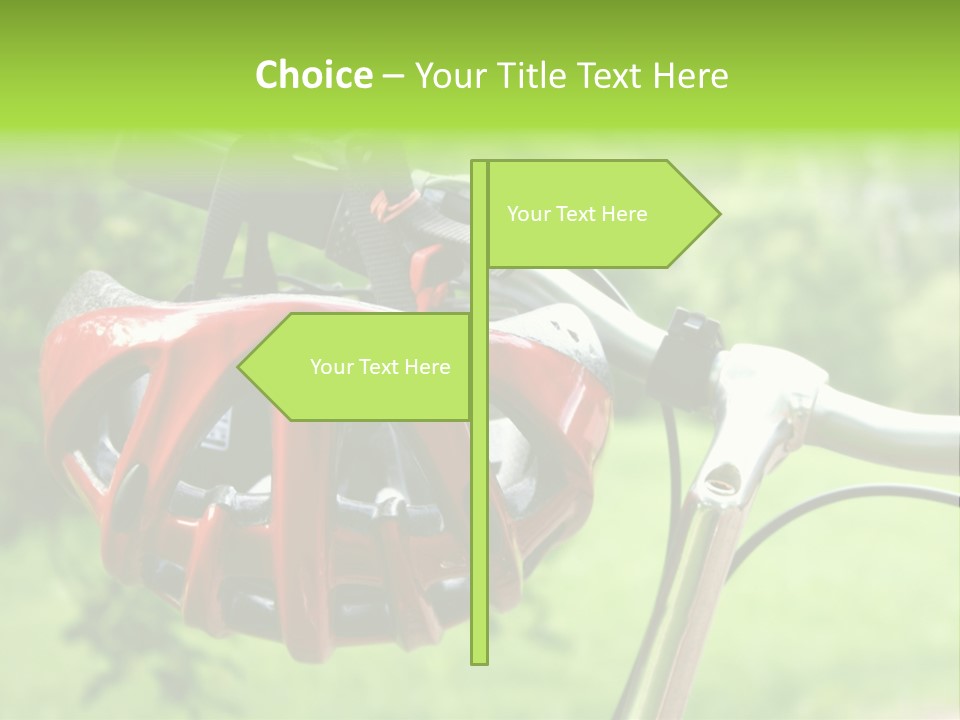A Red Bicycle Helmet On The Handlebars Of A Bicycle PowerPoint Template