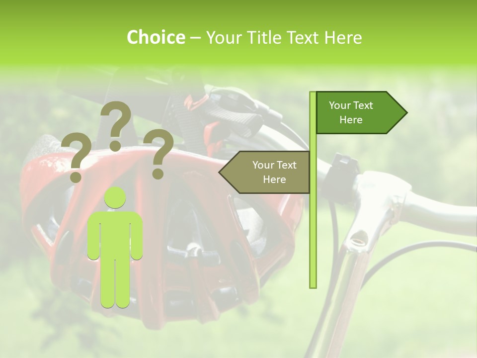 A Red Bicycle Helmet On The Handlebars Of A Bicycle PowerPoint Template