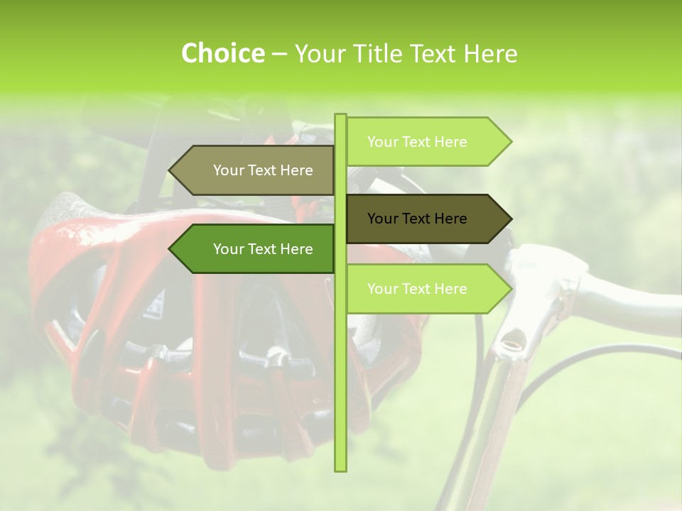 A Red Bicycle Helmet On The Handlebars Of A Bicycle PowerPoint Template