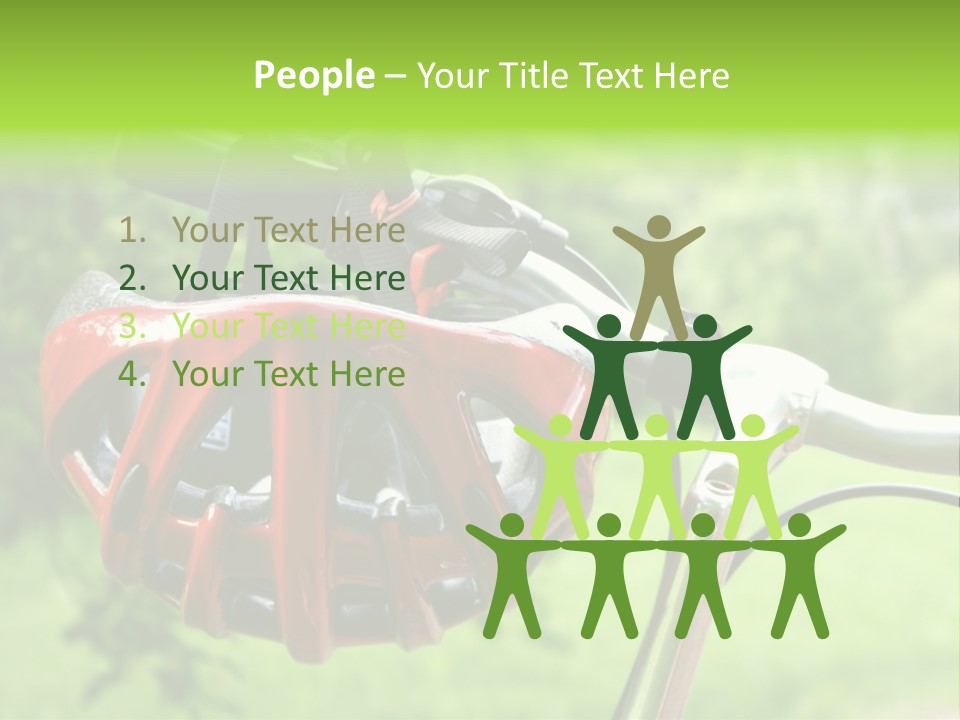 A Red Bicycle Helmet On The Handlebars Of A Bicycle PowerPoint Template