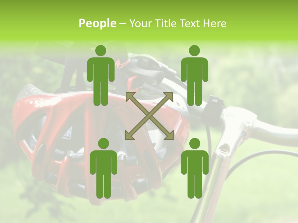 A Red Bicycle Helmet On The Handlebars Of A Bicycle PowerPoint Template