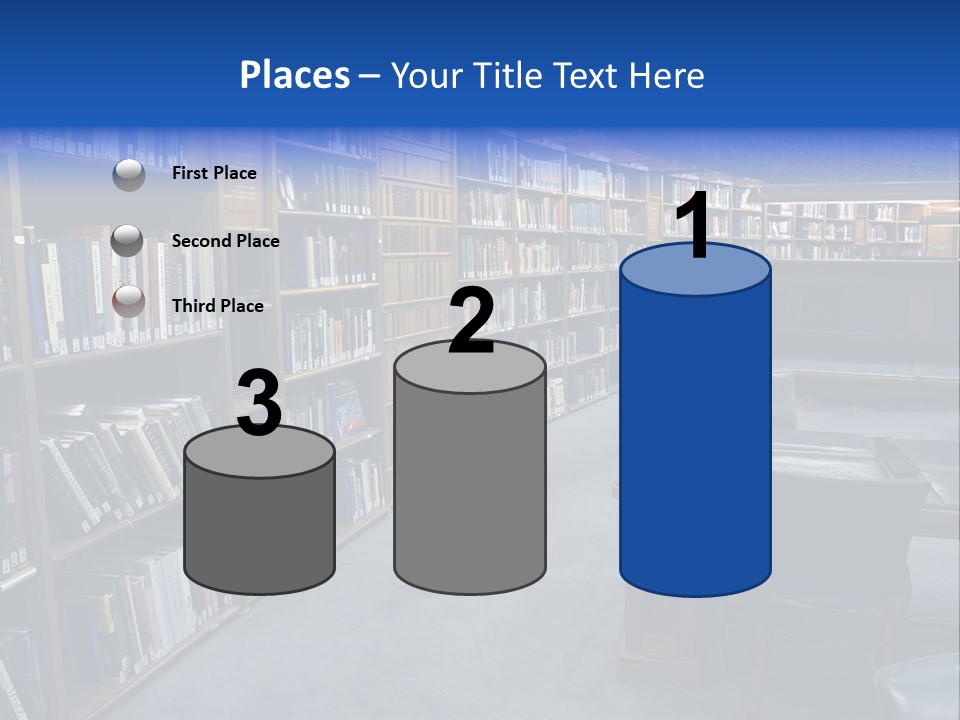 Lots Of Bookson Shelves At The Library. PowerPoint Template