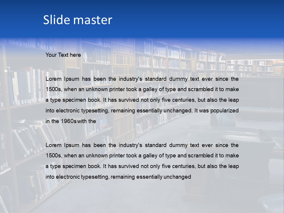 Lots Of Bookson Shelves At The Library. PowerPoint Template