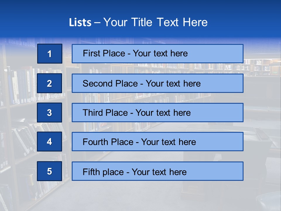 Lots Of Bookson Shelves At The Library. PowerPoint Template