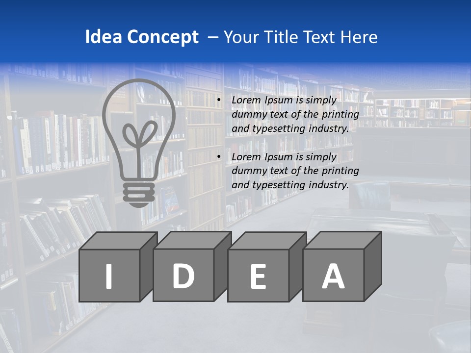 Lots Of Bookson Shelves At The Library. PowerPoint Template