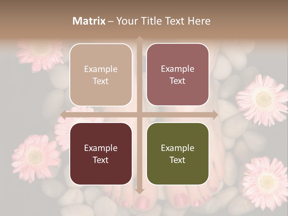 Female Feet In A Relaxing Aromatic Foot Bath With Massaging White Stone Pebble Bed And Floating Pink Flowerheads. Feet Are Invigorated, Skin Is Supple And Refreshed. Pure Indulgence For Your Feet. PowerPoint Template