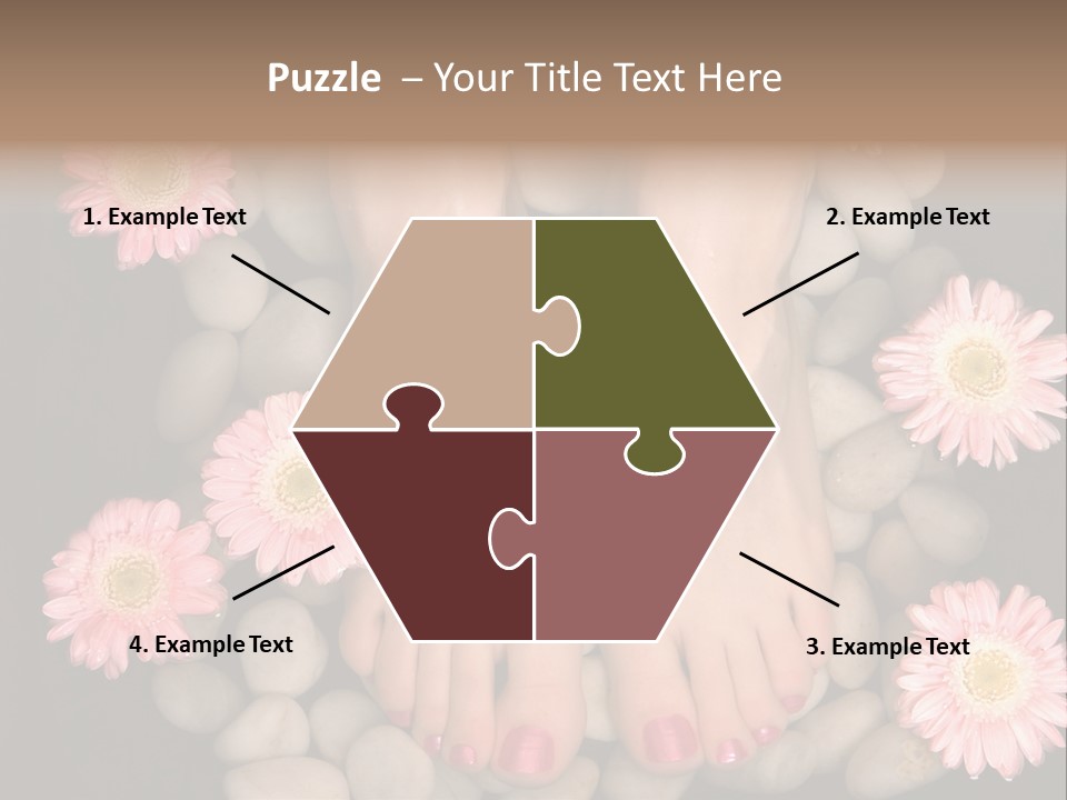 Female Feet In A Relaxing Aromatic Foot Bath With Massaging White Stone Pebble Bed And Floating Pink Flowerheads. Feet Are Invigorated, Skin Is Supple And Refreshed. Pure Indulgence For Your Feet. PowerPoint Template