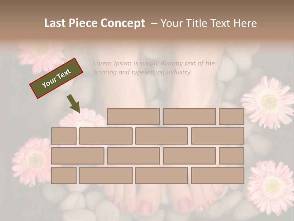 Female Feet In A Relaxing Aromatic Foot Bath With Massaging White Stone Pebble Bed And Floating Pink Flowerheads. Feet Are Invigorated, Skin Is Supple And Refreshed. Pure Indulgence For Your Feet. PowerPoint Template