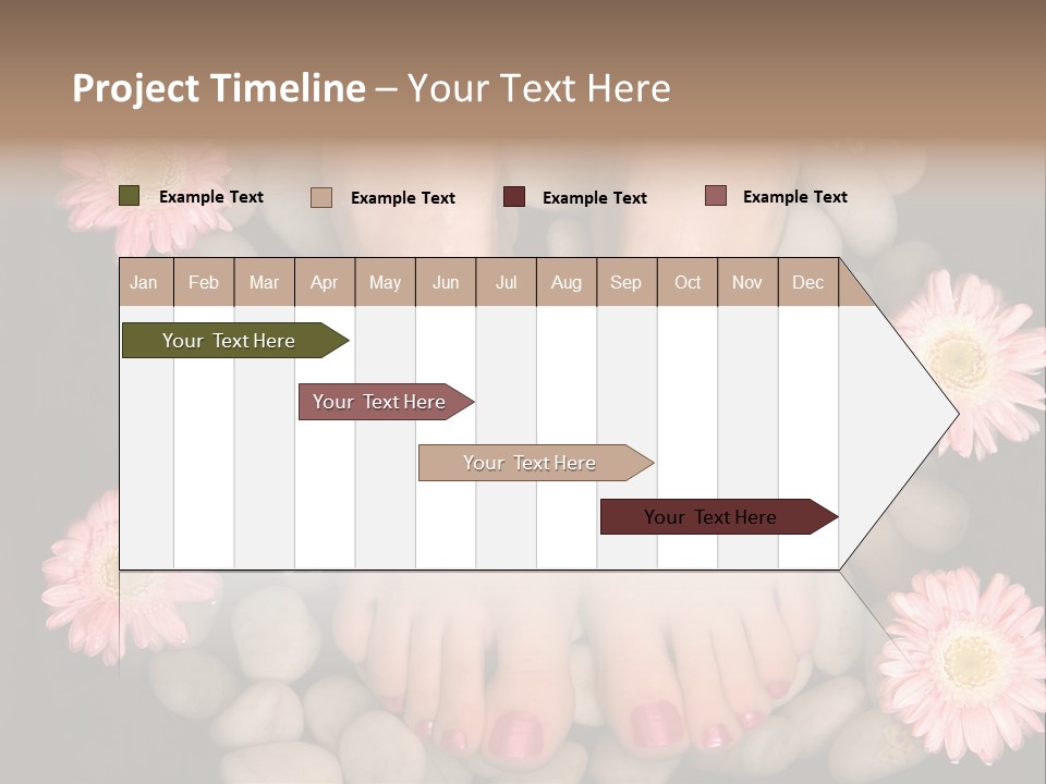 Female Feet In A Relaxing Aromatic Foot Bath With Massaging White Stone Pebble Bed And Floating Pink Flowerheads. Feet Are Invigorated, Skin Is Supple And Refreshed. Pure Indulgence For Your Feet. PowerPoint Template