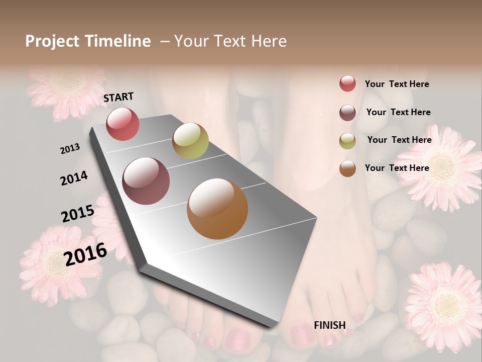 Female Feet In A Relaxing Aromatic Foot Bath With Massaging White Stone Pebble Bed And Floating Pink Flowerheads. Feet Are Invigorated, Skin Is Supple And Refreshed. Pure Indulgence For Your Feet. PowerPoint Template