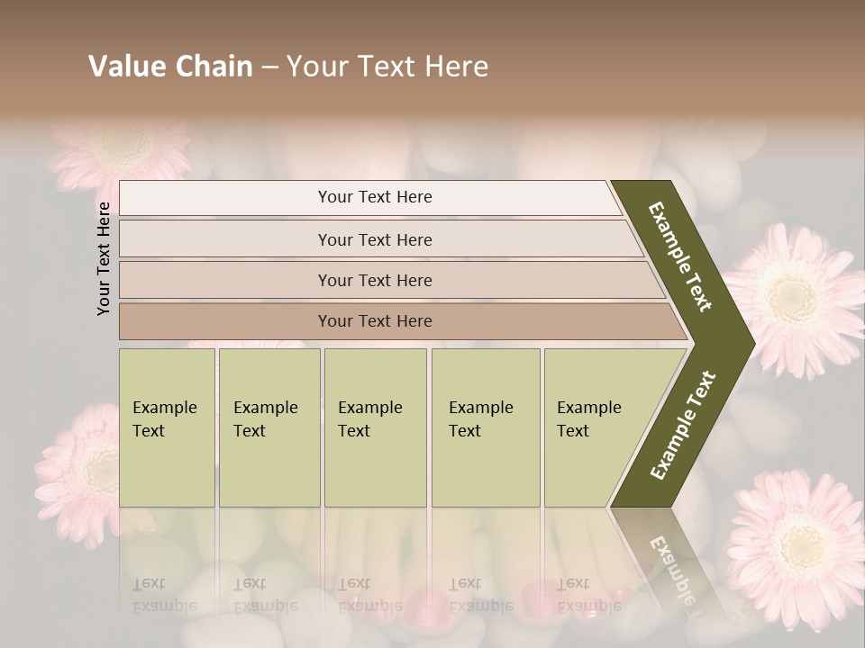 Female Feet In A Relaxing Aromatic Foot Bath With Massaging White Stone Pebble Bed And Floating Pink Flowerheads. Feet Are Invigorated, Skin Is Supple And Refreshed. Pure Indulgence For Your Feet. PowerPoint Template