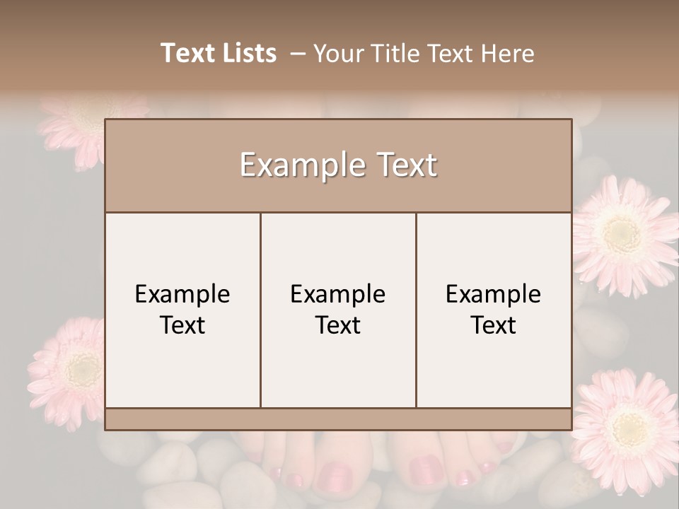 Female Feet In A Relaxing Aromatic Foot Bath With Massaging White Stone Pebble Bed And Floating Pink Flowerheads. Feet Are Invigorated, Skin Is Supple And Refreshed. Pure Indulgence For Your Feet. PowerPoint Template