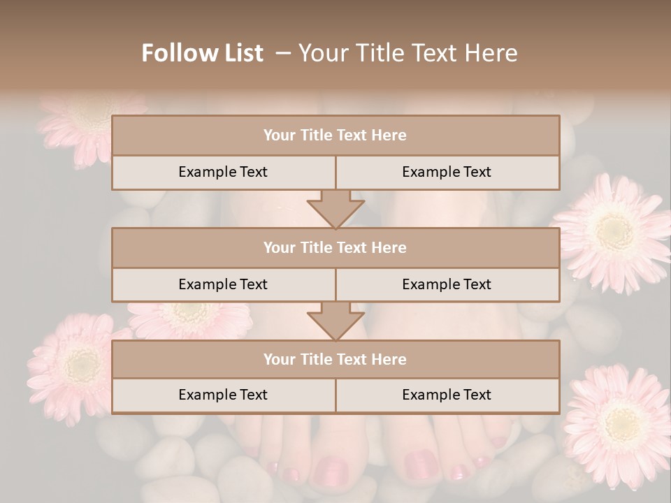 Female Feet In A Relaxing Aromatic Foot Bath With Massaging White Stone Pebble Bed And Floating Pink Flowerheads. Feet Are Invigorated, Skin Is Supple And Refreshed. Pure Indulgence For Your Feet. PowerPoint Template
