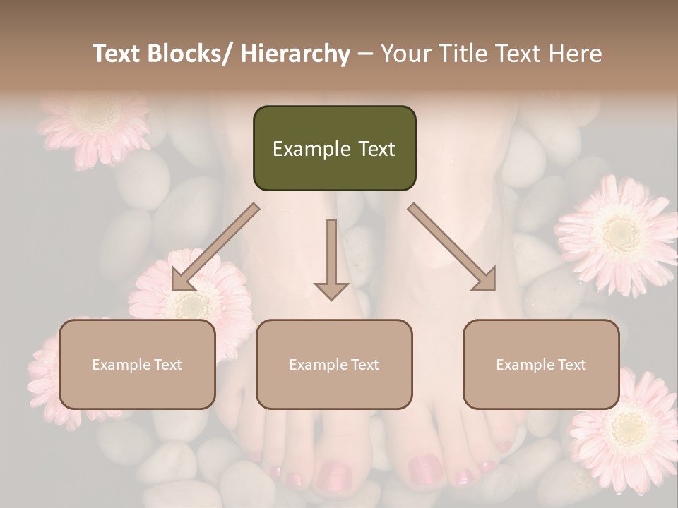 Female Feet In A Relaxing Aromatic Foot Bath With Massaging White Stone Pebble Bed And Floating Pink Flowerheads. Feet Are Invigorated, Skin Is Supple And Refreshed. Pure Indulgence For Your Feet. PowerPoint Template