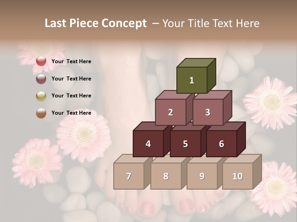 Female Feet In A Relaxing Aromatic Foot Bath With Massaging White Stone Pebble Bed And Floating Pink Flowerheads. Feet Are Invigorated, Skin Is Supple And Refreshed. Pure Indulgence For Your Feet. PowerPoint Template