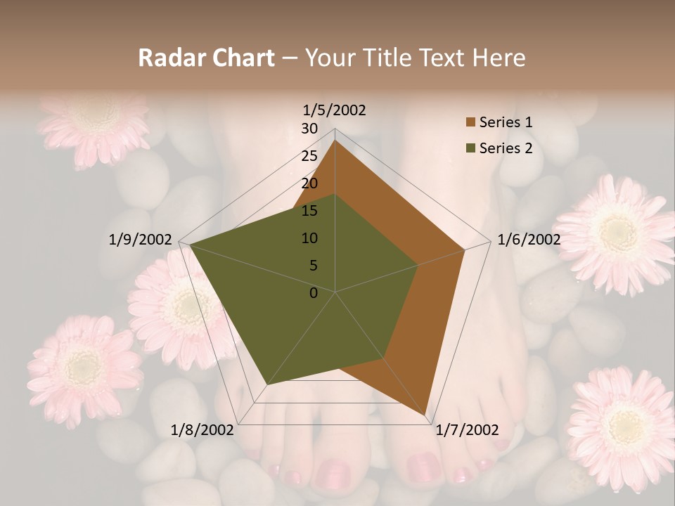 Female Feet In A Relaxing Aromatic Foot Bath With Massaging White Stone Pebble Bed And Floating Pink Flowerheads. Feet Are Invigorated, Skin Is Supple And Refreshed. Pure Indulgence For Your Feet. PowerPoint Template