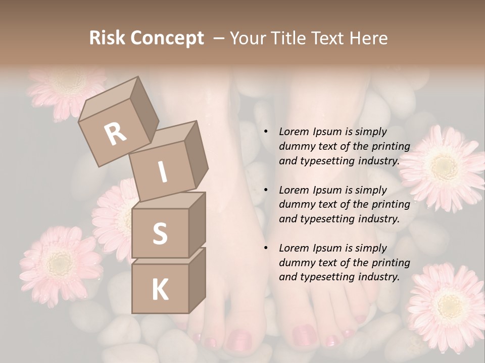 Female Feet In A Relaxing Aromatic Foot Bath With Massaging White Stone Pebble Bed And Floating Pink Flowerheads. Feet Are Invigorated, Skin Is Supple And Refreshed. Pure Indulgence For Your Feet. PowerPoint Template