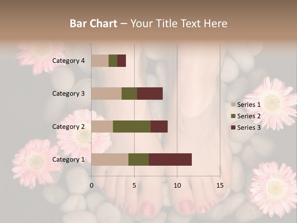 Female Feet In A Relaxing Aromatic Foot Bath With Massaging White Stone Pebble Bed And Floating Pink Flowerheads. Feet Are Invigorated, Skin Is Supple And Refreshed. Pure Indulgence For Your Feet. PowerPoint Template