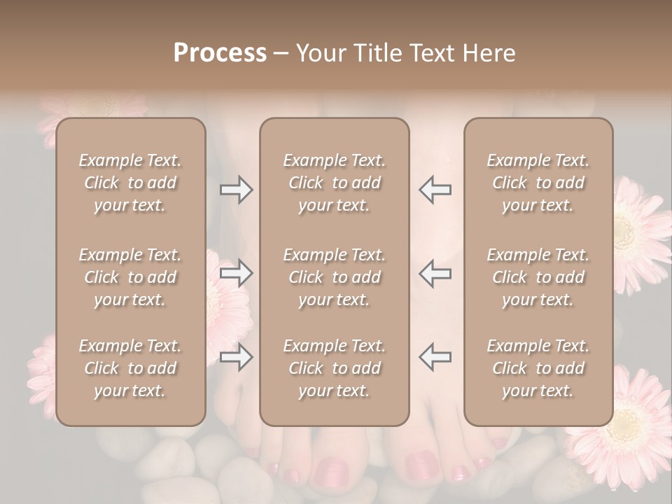 Female Feet In A Relaxing Aromatic Foot Bath With Massaging White Stone Pebble Bed And Floating Pink Flowerheads. Feet Are Invigorated, Skin Is Supple And Refreshed. Pure Indulgence For Your Feet. PowerPoint Template