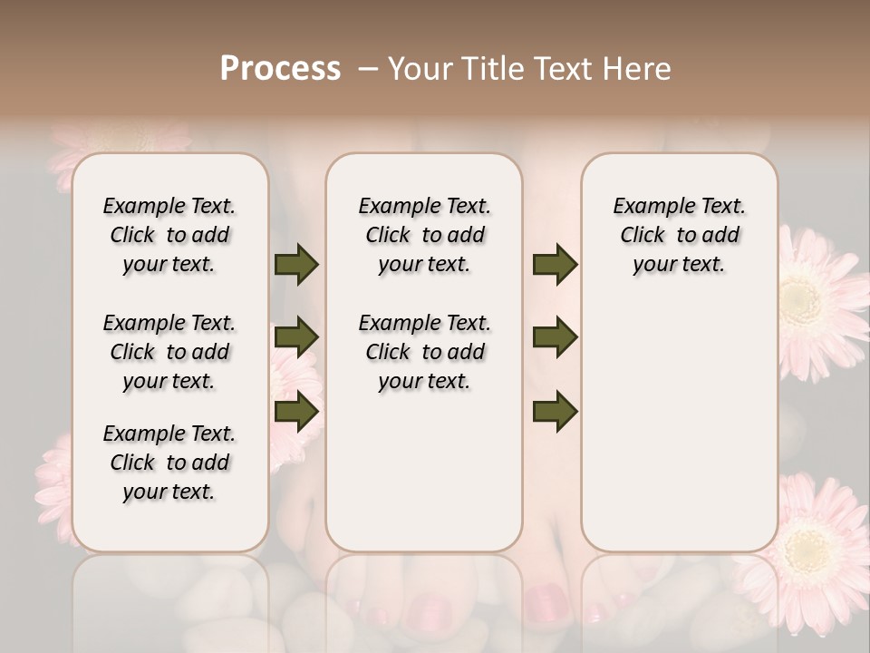 Female Feet In A Relaxing Aromatic Foot Bath With Massaging White Stone Pebble Bed And Floating Pink Flowerheads. Feet Are Invigorated, Skin Is Supple And Refreshed. Pure Indulgence For Your Feet. PowerPoint Template