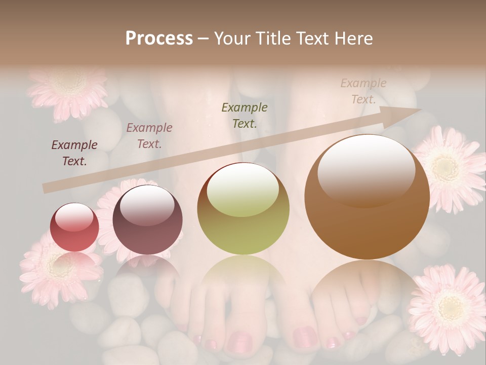 Female Feet In A Relaxing Aromatic Foot Bath With Massaging White Stone Pebble Bed And Floating Pink Flowerheads. Feet Are Invigorated, Skin Is Supple And Refreshed. Pure Indulgence For Your Feet. PowerPoint Template