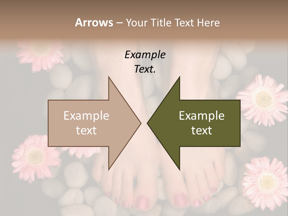 Female Feet In A Relaxing Aromatic Foot Bath With Massaging White Stone Pebble Bed And Floating Pink Flowerheads. Feet Are Invigorated, Skin Is Supple And Refreshed. Pure Indulgence For Your Feet. PowerPoint Template