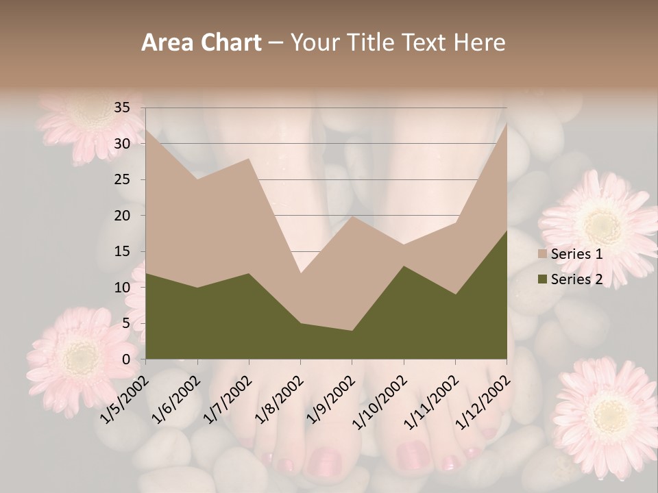 Female Feet In A Relaxing Aromatic Foot Bath With Massaging White Stone Pebble Bed And Floating Pink Flowerheads. Feet Are Invigorated, Skin Is Supple And Refreshed. Pure Indulgence For Your Feet. PowerPoint Template