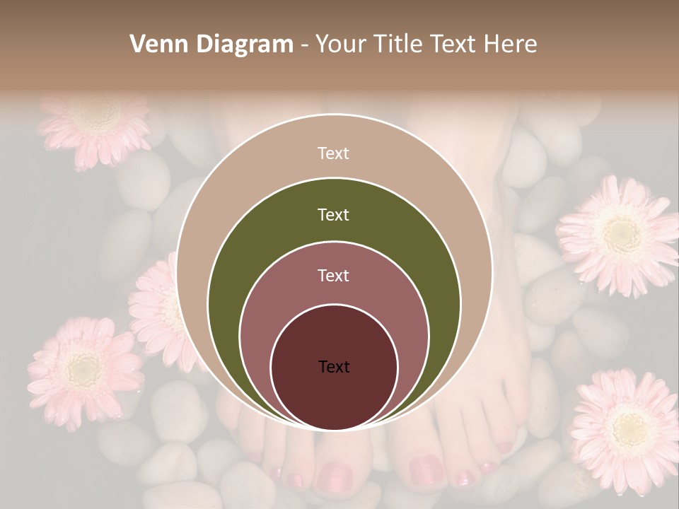 Female Feet In A Relaxing Aromatic Foot Bath With Massaging White Stone Pebble Bed And Floating Pink Flowerheads. Feet Are Invigorated, Skin Is Supple And Refreshed. Pure Indulgence For Your Feet. PowerPoint Template