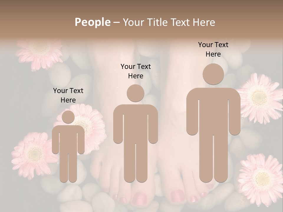 Female Feet In A Relaxing Aromatic Foot Bath With Massaging White Stone Pebble Bed And Floating Pink Flowerheads. Feet Are Invigorated, Skin Is Supple And Refreshed. Pure Indulgence For Your Feet. PowerPoint Template