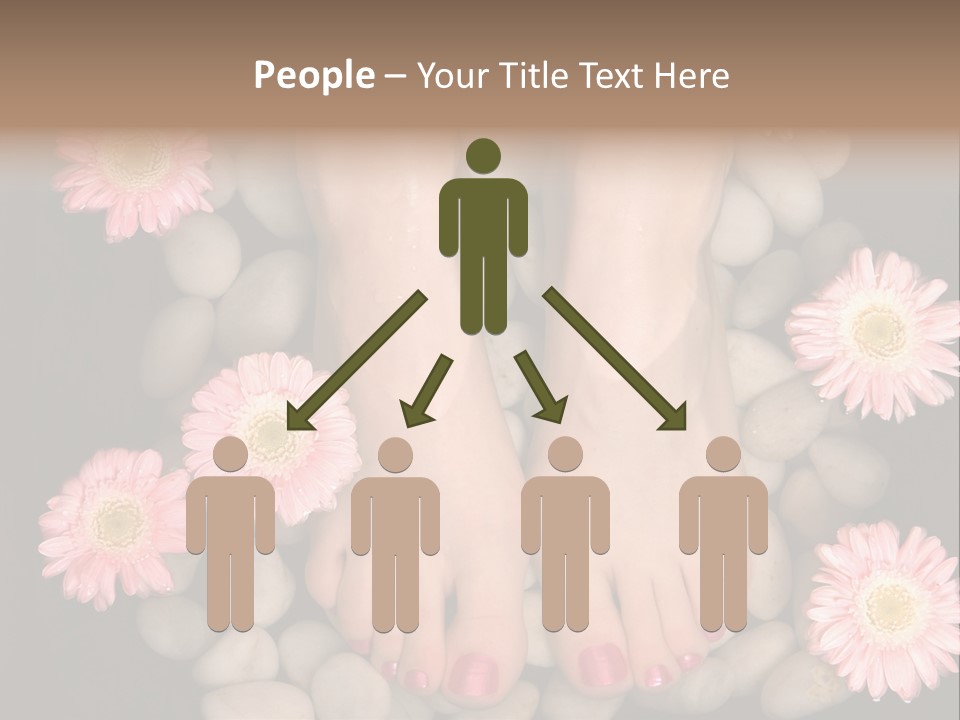 Female Feet In A Relaxing Aromatic Foot Bath With Massaging White Stone Pebble Bed And Floating Pink Flowerheads. Feet Are Invigorated, Skin Is Supple And Refreshed. Pure Indulgence For Your Feet. PowerPoint Template