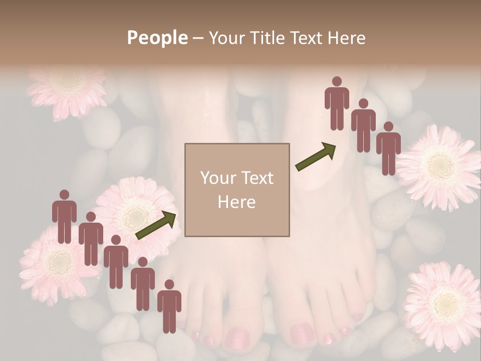 Female Feet In A Relaxing Aromatic Foot Bath With Massaging White Stone Pebble Bed And Floating Pink Flowerheads. Feet Are Invigorated, Skin Is Supple And Refreshed. Pure Indulgence For Your Feet. PowerPoint Template