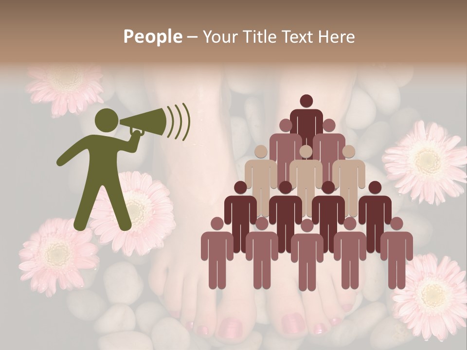 Female Feet In A Relaxing Aromatic Foot Bath With Massaging White Stone Pebble Bed And Floating Pink Flowerheads. Feet Are Invigorated, Skin Is Supple And Refreshed. Pure Indulgence For Your Feet. PowerPoint Template