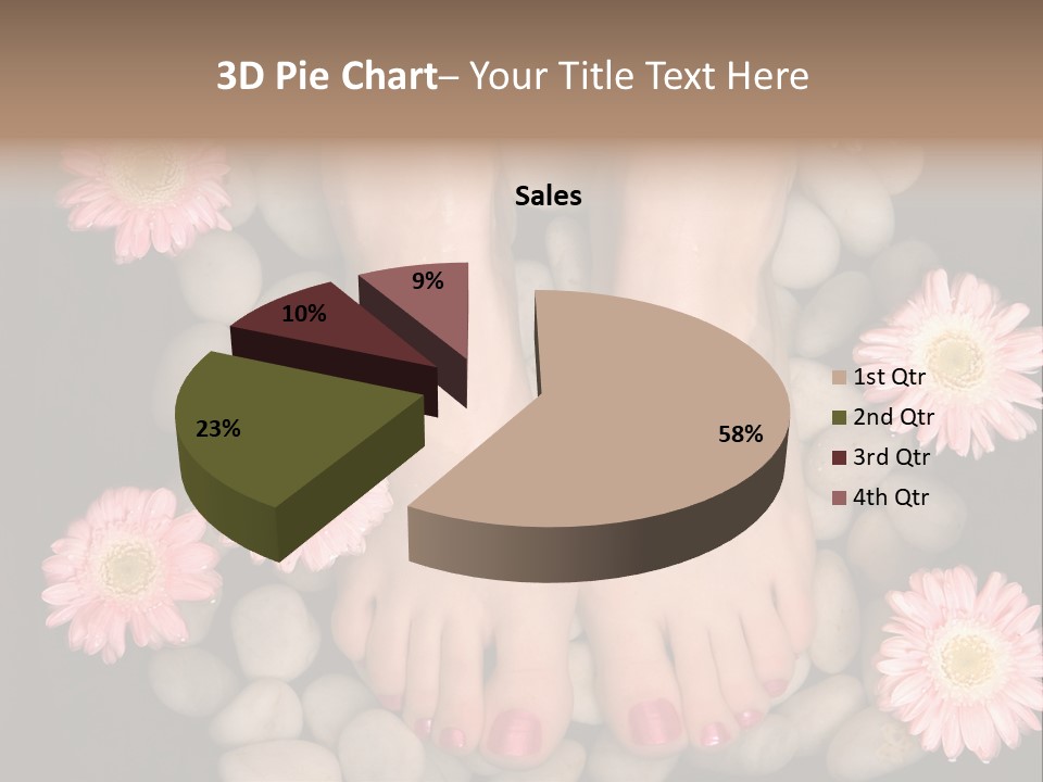 Female Feet In A Relaxing Aromatic Foot Bath With Massaging White Stone Pebble Bed And Floating Pink Flowerheads. Feet Are Invigorated, Skin Is Supple And Refreshed. Pure Indulgence For Your Feet. PowerPoint Template