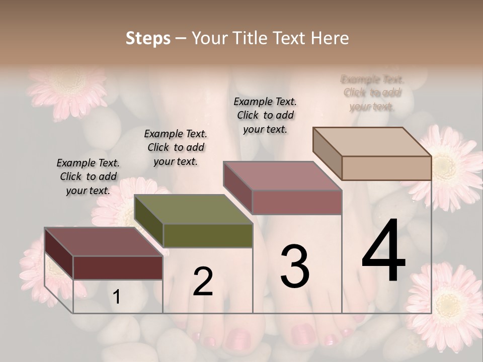 Female Feet In A Relaxing Aromatic Foot Bath With Massaging White Stone Pebble Bed And Floating Pink Flowerheads. Feet Are Invigorated, Skin Is Supple And Refreshed. Pure Indulgence For Your Feet. PowerPoint Template