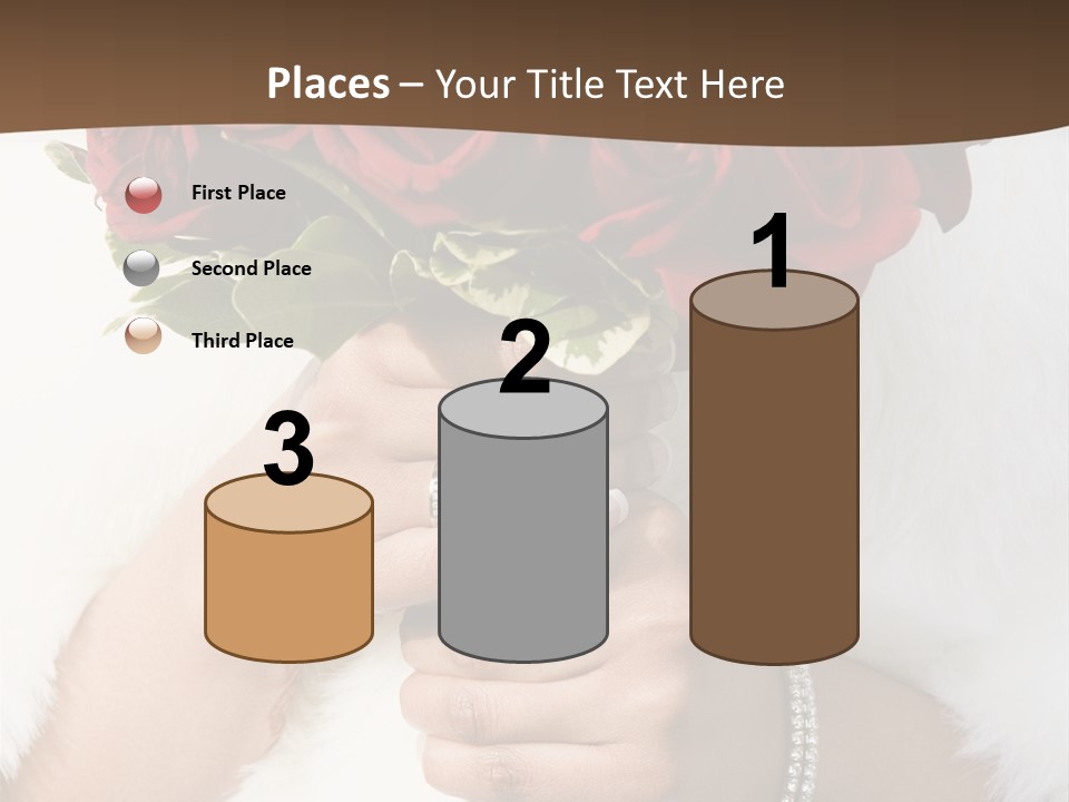 Winter Bride In Beautirul Fur Shawl Holding Bouquet Of Red Roses PowerPoint Template