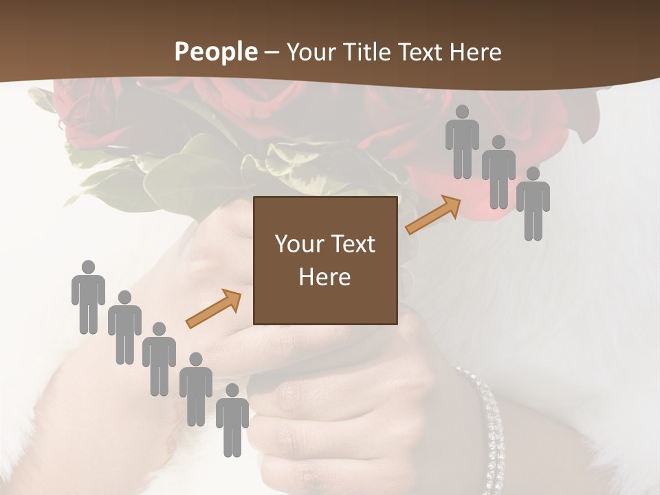 Winter Bride In Beautirul Fur Shawl Holding Bouquet Of Red Roses PowerPoint Template